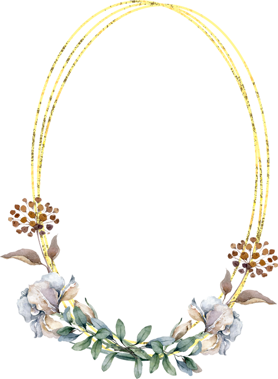 Oval Floral Wreath Illustration Cutout